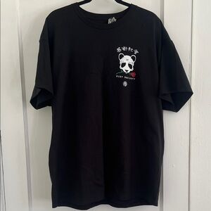 Riot Society Black Tee with Panda and Rose